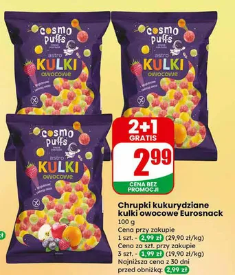Chrupki kukurydziane kulki owocowe Eurosnack promocja w Dino