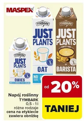 Napój roślinny Tymbark Just Plants Owies, Barista promocja w Carrefour