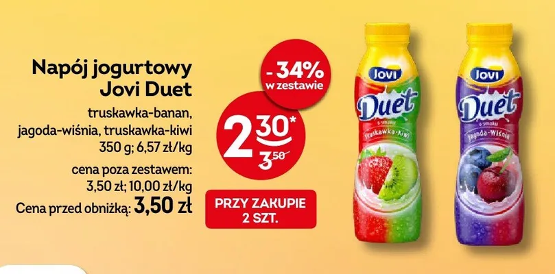 Napój jogurtowy Jovi Duet truskawka-banan promocja w Żabka