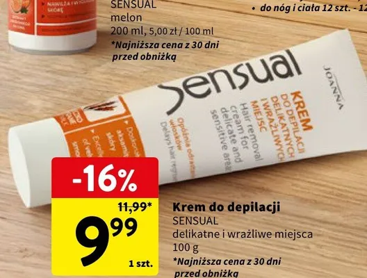 Krem do depilacji SENSUAL delikatne i wrażliwe miejsca promocja w Intermarche