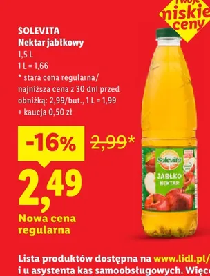 Nektar jabłkowy Solevita promocja w Lidl