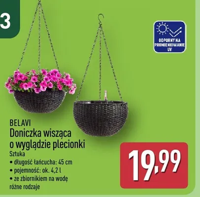 Doniczka wisząca o wyglądzie plecionki promocja w Aldi