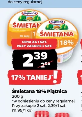 Śmietana Piątnica 18% promocja w Netto