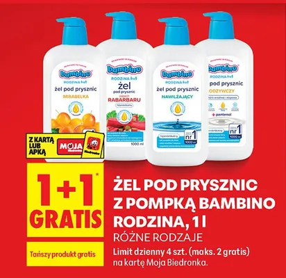 Żel pod prysznic z pompką rodzinny, różne rodzaje 1+1 GRATIS promocja w Biedronka