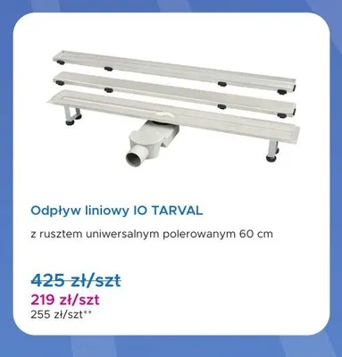 Odpływ liniowy IO TARVAL promocja w Blu Salony Łazienek