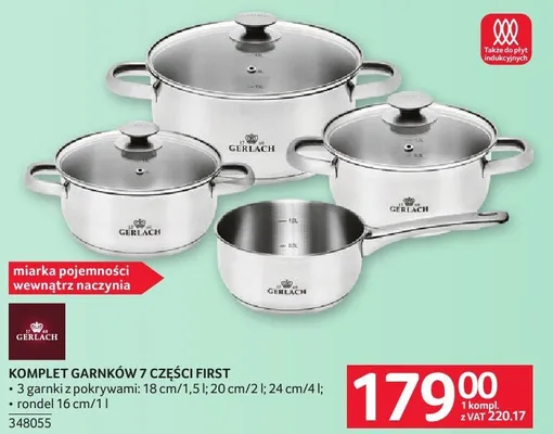 Komplet garnków 7 części Gerlach First promocja w Selgros