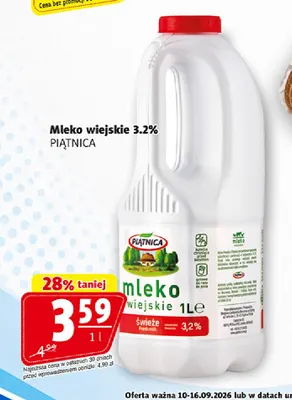 Mleko wiejskie Piątnica 3,2% promocja w Prim Market