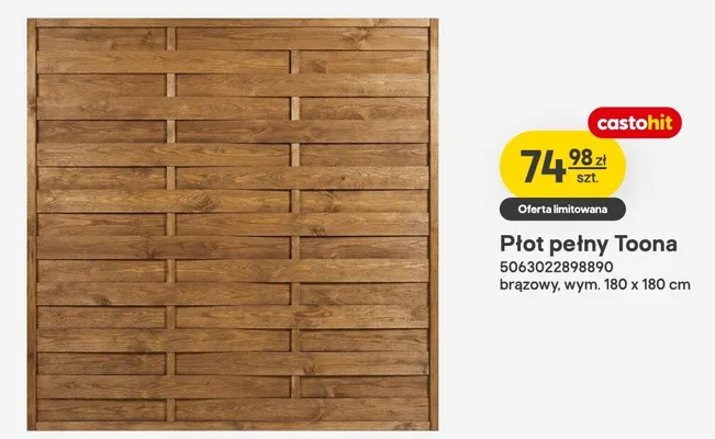 Płot pełny Toona brązowy promocja w Castorama