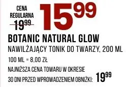 Nawilżający tonik do twarzy Natural Glow promocja w Drogerie Natura