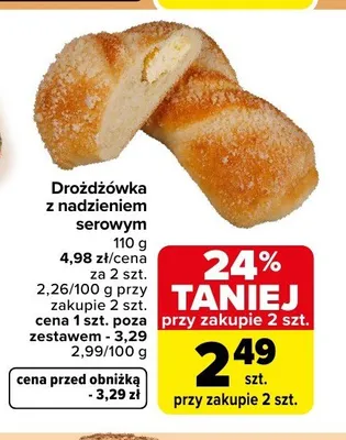 Drożdżówka z nadzieniem serowym promocja w Carrefour