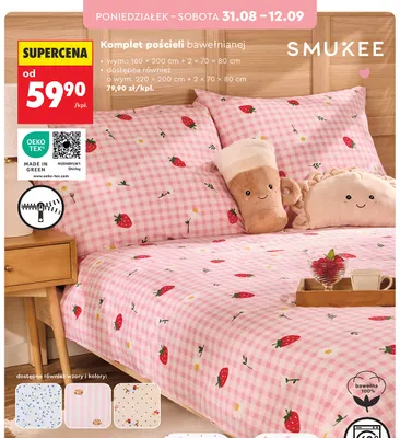 Komplet pościeli bawełnianej 220x200 cm + 2x70x80 cm SMUKEE promocja w Biedronka