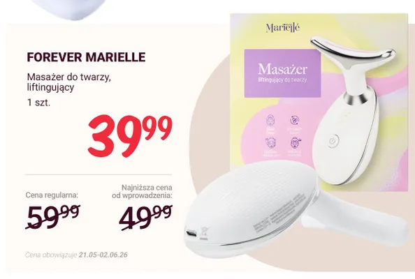 Masażer do twarzy liftingujący FOREVER MARIELLE promocja w Rossmann