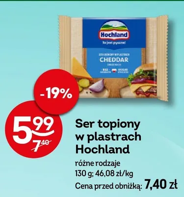 Ser topiony w plastrach Hochland Cheddar promocja w Żabka