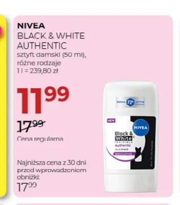 Sztyft damski Black & White Authentic Nivea promocja w Drogerie Jawa