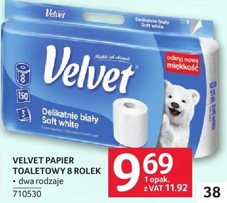 Papier toaletowy Velvet 8 rolek promocja w Selgros