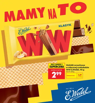 Wafelki orzechowe w mlecznej czekoladzie WW E.Wedel promocja w Biedronka