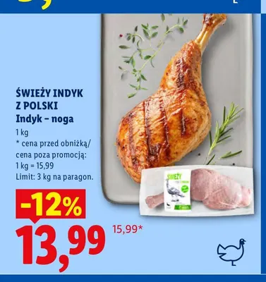Indyk noga Świeży Indyk z Polski promocja w Lidl