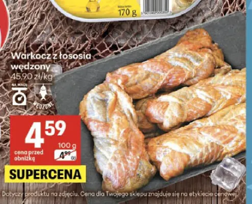 Warkocz z łososia wędzony promocja w Delikatesy Centrum