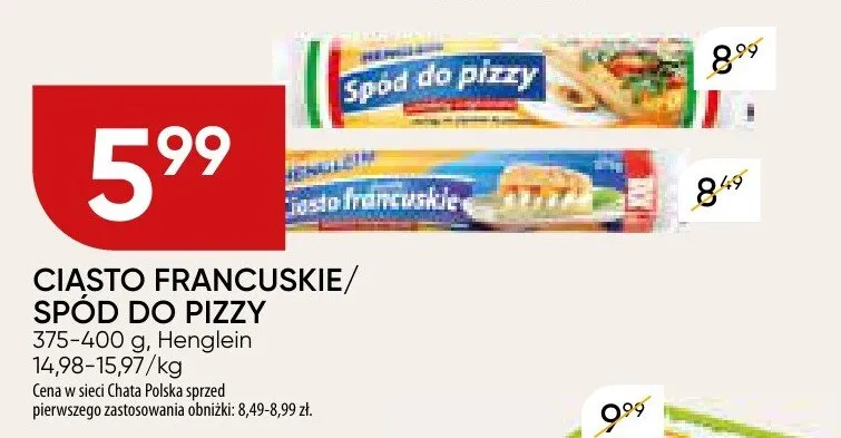 Ciasto francuskie/spód do pizzy promocja w Chata Polska