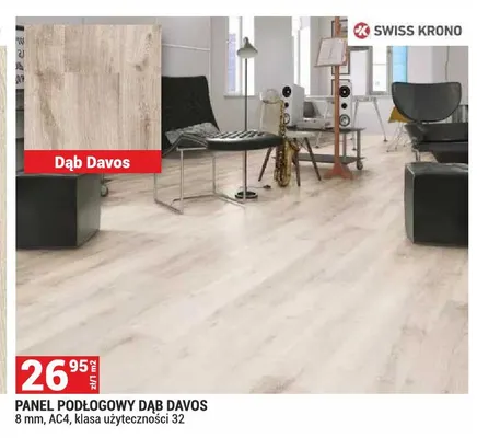 Panel podłogowy Swiss Krono Dąb Davos 8 mm AC4 promocja w Merkury Market
