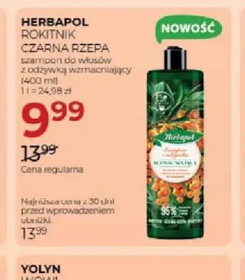 Szampon do włosów z odżywką wzmacniający Herbapol Rokitnik Czarna Rzepa promocja w Drogerie Jawa