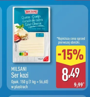 Ser kozi w plastrach Milsani promocja w Aldi