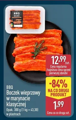 Boczek wieprzowy w marynacie klasycznej w plastrach BBQ promocja w Aldi