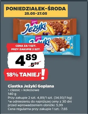 Ciastka Jeżyki Goplana classic promocja w Netto