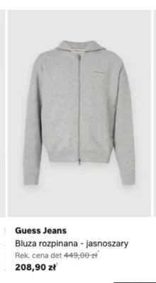 Bluza rozpinana Guess Jeans jasnoszary promocja w Lounge by Zalando