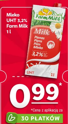 Mleko UHT 3,2% Farm Milk promocja w Stokrotka
