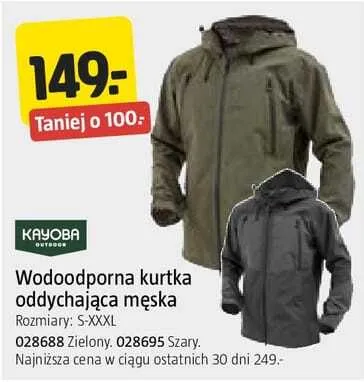 Wodoodporna kurtka oddychająca męska Kayoba zielona rozmiary S-XXXL promocja w Jula