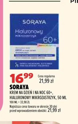 Krem na dzień i na noc 60+ Soraya Hialuronowy Mikrozastrzyk promocja w Drogerie Natura