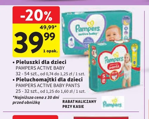 Pieluszki dla dzieci Pampers Active Baby promocja w Intermarche