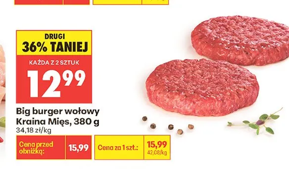 Big burger wołowy Kraina Mięs promocja w Biedronka