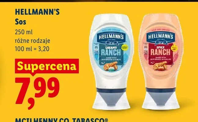Sos Hellmann's Creamy Ranch promocja w Lidl