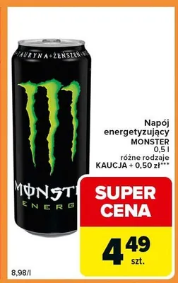 Napój energetyzujący Monster promocja w Carrefour Express