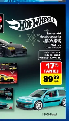 Samochód do zbudowania Brick Shop Speed Series Mattel promocja w Carrefour