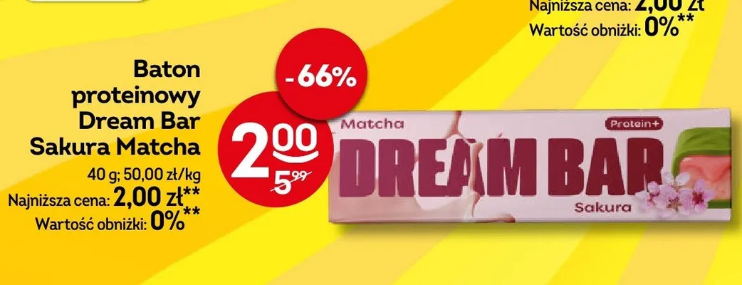 Baton proteinowy Dream Bar Sakura Matcha promocja w Żabka