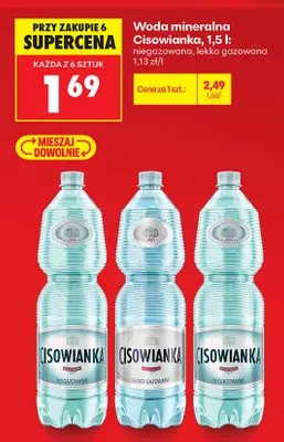 Woda mineralna gazowana Cisowianka lekko 1,5 l promocja w Biedronka