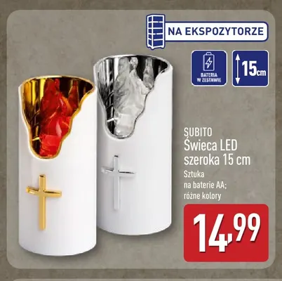 Świeca LED szeroka 15 cm Subito promocja w Aldi