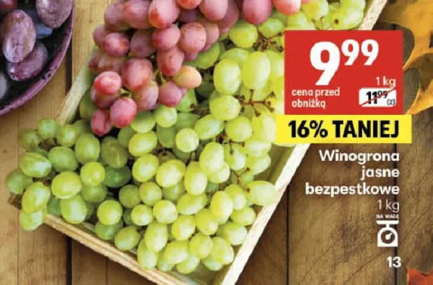 Winogrona jasne bezpestkowe promocja w Delikatesy Centrum