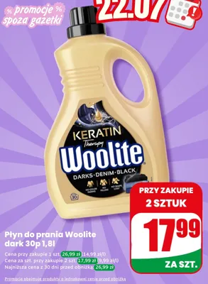 Płyn do prania Woolite dark 30 prań promocja w Dino