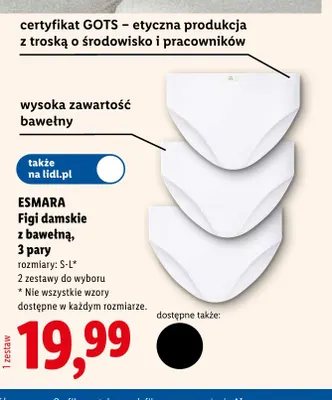Figi damskie z bawełną 3-pak Esmara promocja w Lidl