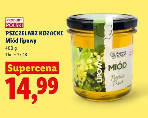 Miód lipowy Pszczelarz Kozacki promocja w Lidl