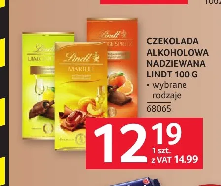 Czekolada alkoholowa nadziewana Lindt promocja w Selgros