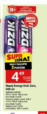 Napój energetyczny Dzik Zero Grape promocja w Twój Market