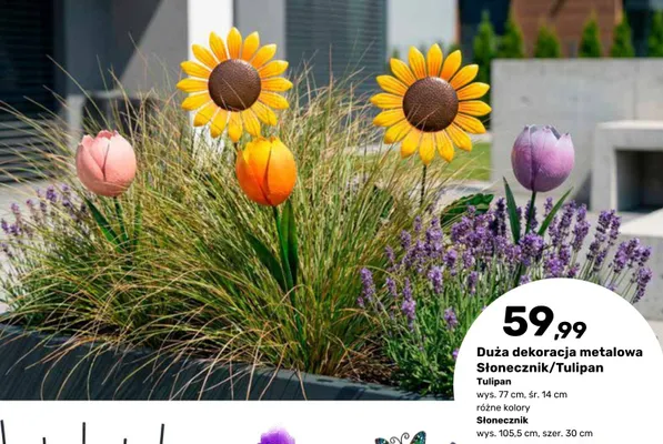 Dekoracja metalowa Słonecznik/Tulipan promocja w Bricomarche
