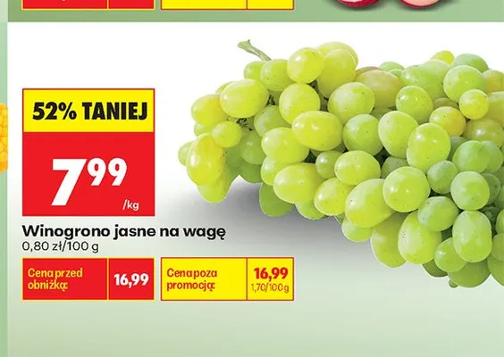 Winogrono jasne na wagę promocja w Biedronka
