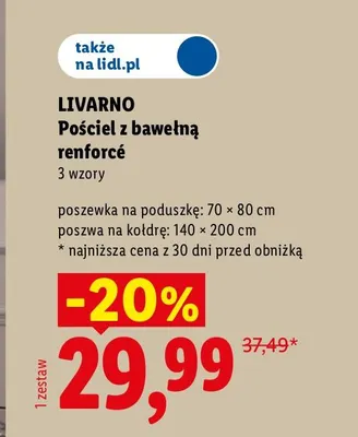 Pościel z bawełną renforcé 140x200 cm Livarno promocja w Lidl