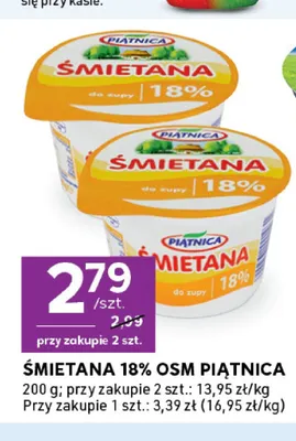 Śmietana OSM Piątnica 18% promocja w Stokrotka